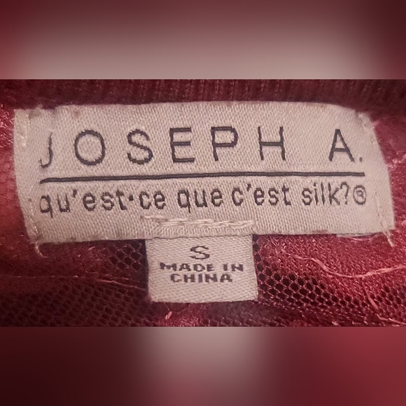 Joseph A Burgundy Lace Floral Blouse Size S - Picture 5 of 6